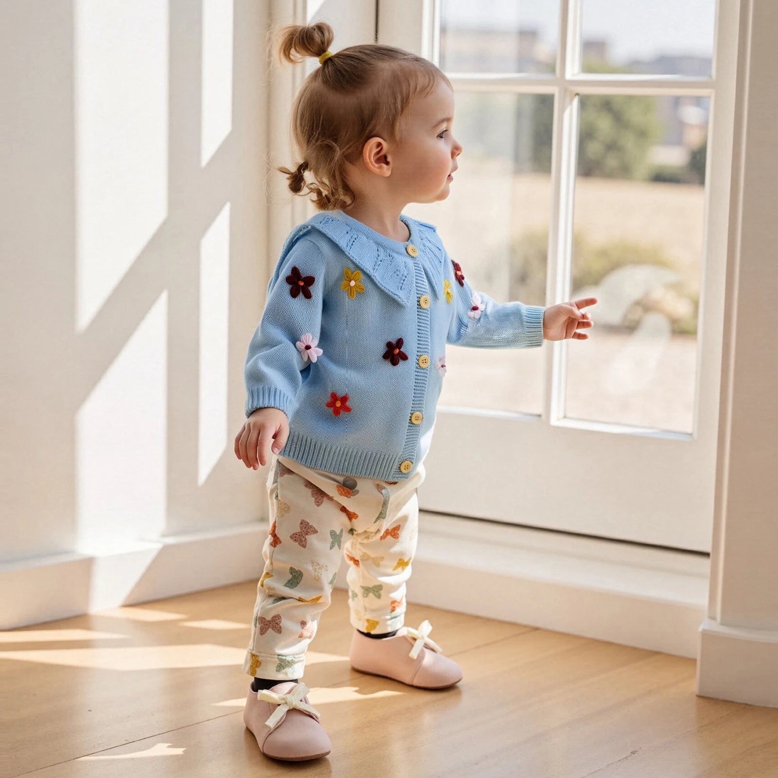 Floral Embroidered Peter Pan Collar Cardigan
