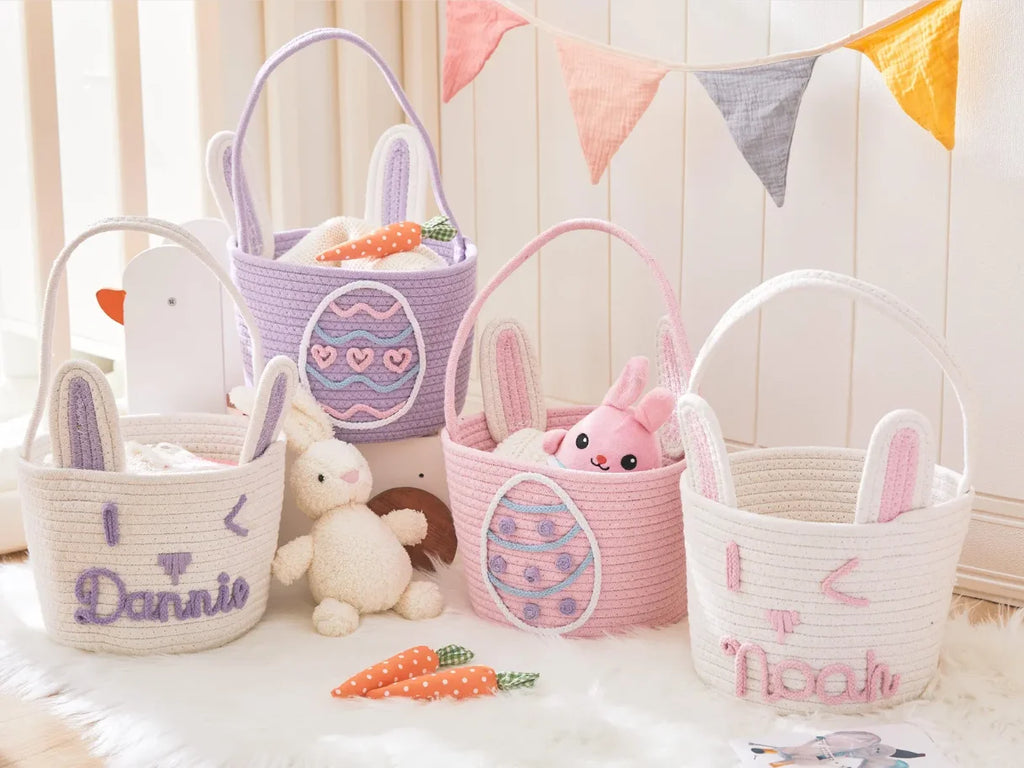 Personalised Easter Bunny Yarn Basket