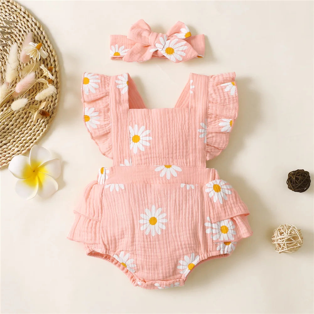 Daisy Ruffle Romper & Headband