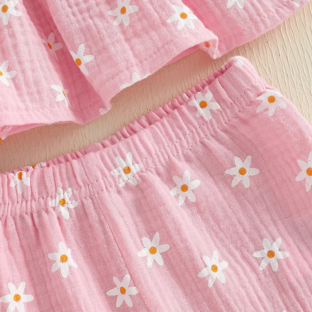 Daisy Print Tie-up Camisole & Trousers Set