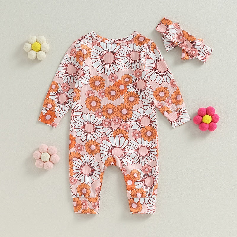 Ribbed Flower Power Romper & Headband