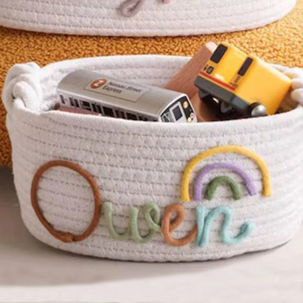 Personalised Name Cotton Rope Storage Basket