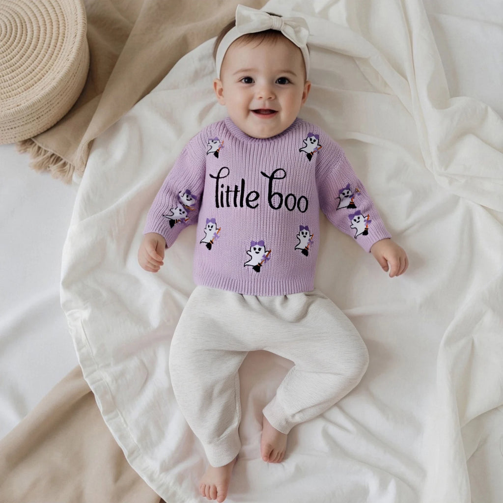 Little Boo Mini Ghost Embroidered Pullover