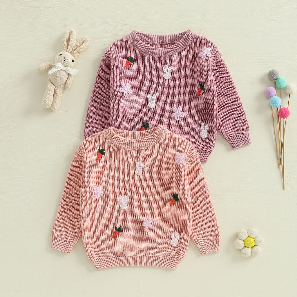 Easter Knit Embroidery Pullover