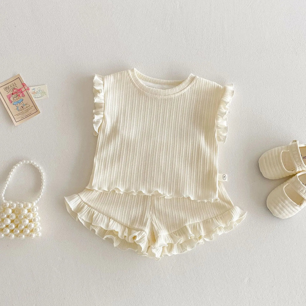 Ruffled Vest & Shorts Set