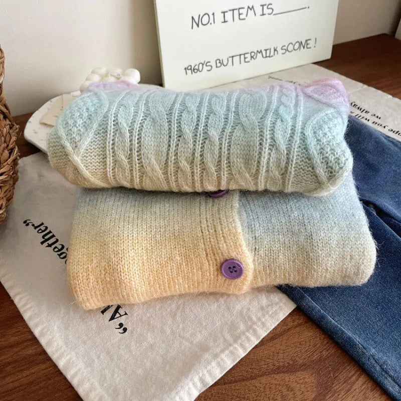 Ombre Rainbow Knit Pullover/Cardigan
