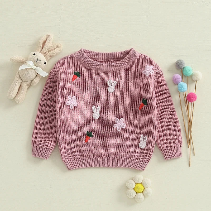 Easter Knit Embroidery Pullover