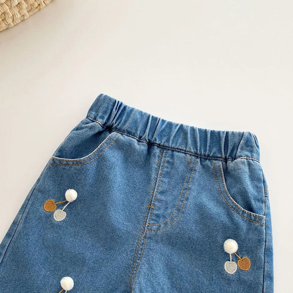 Cherry Embroidery Jeans