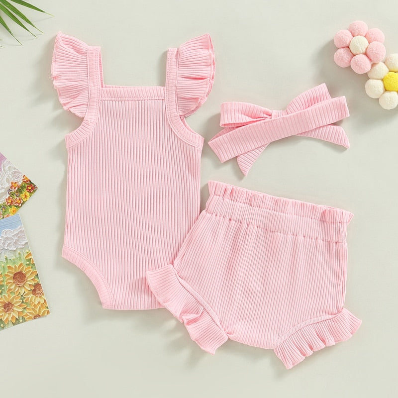 Cotton Candy Ribbed Ruffle Set