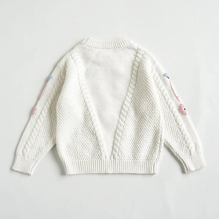 Pastel Daisy Embroidery Knitted Pullover