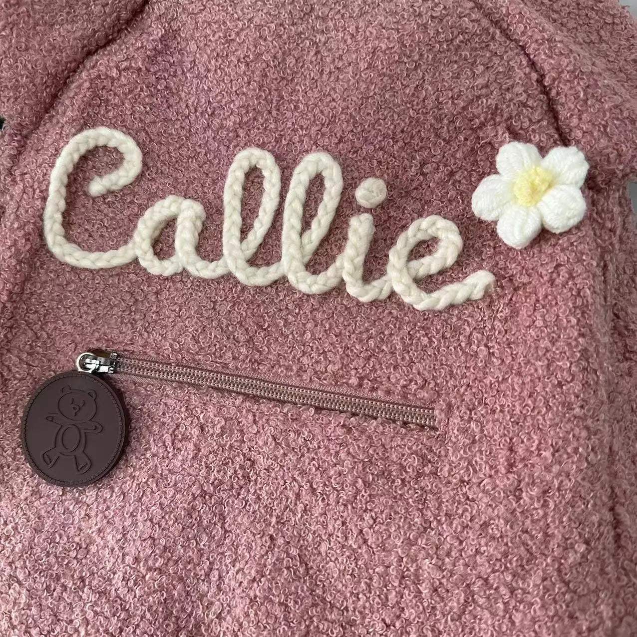 Personalised Rope Yarn Flower Embroidered Backpack