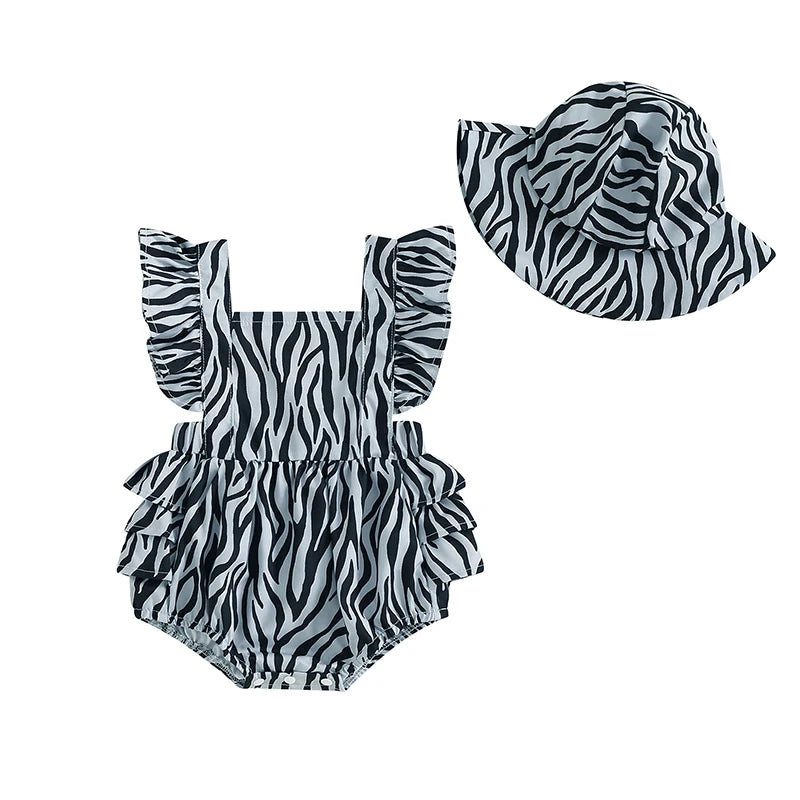 Zebra Print Romper & Sunhat