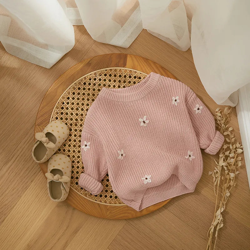 Flower Embroidery Knit Jumper