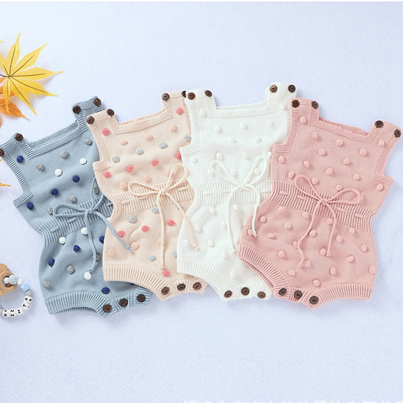 Knitted Pom Pom Romper