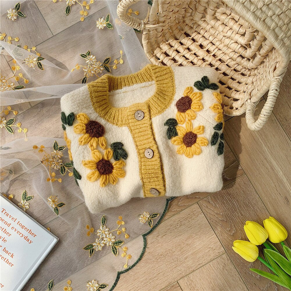 Knitted Sunflower Cardigan