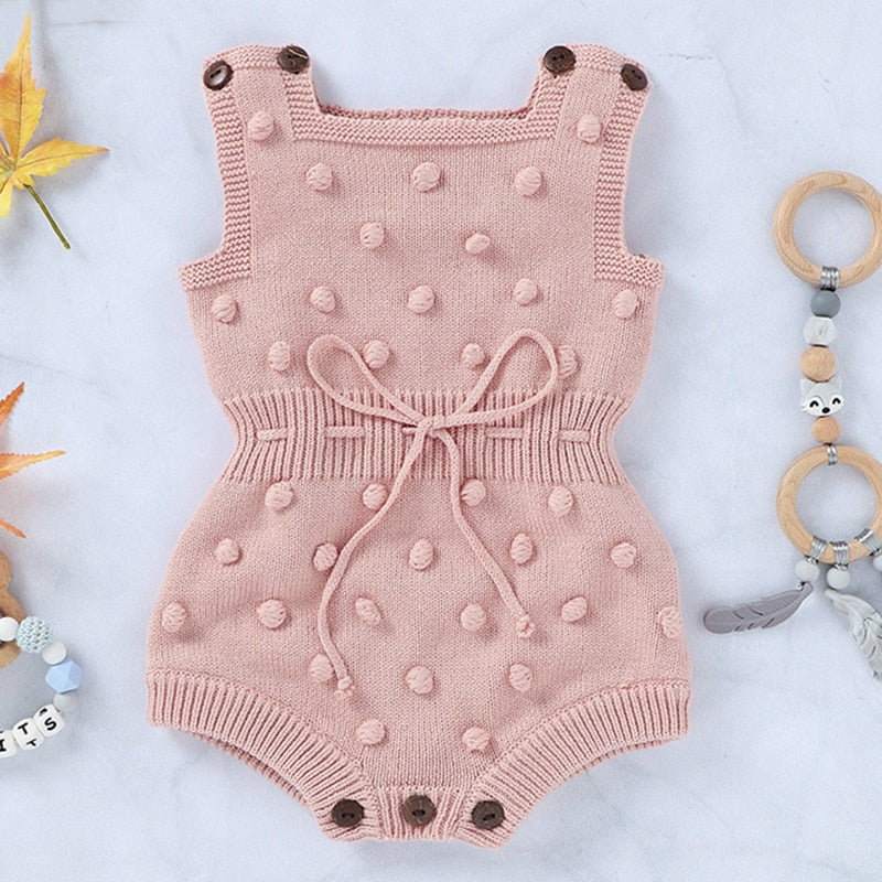 Knitted Pom Pom Romper