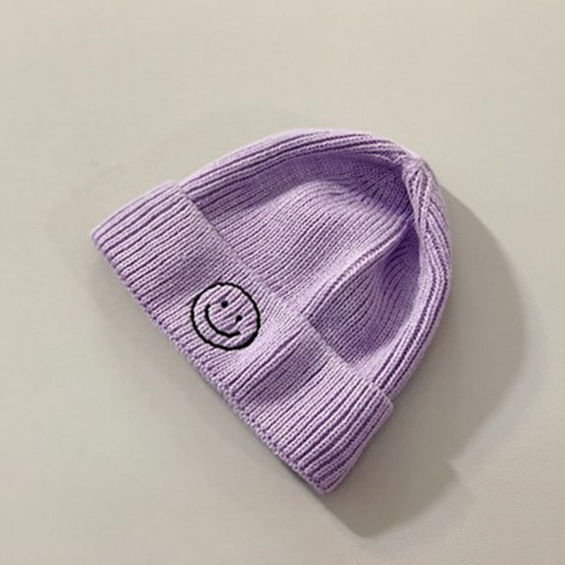 Embroidered Smiley Beanie