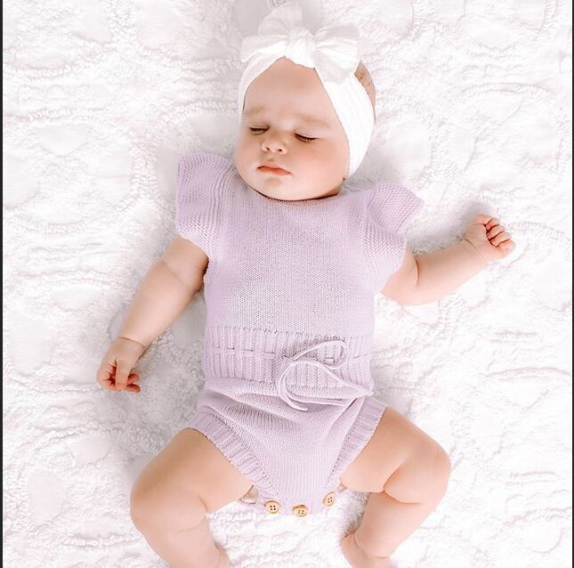 Knitted Fly Sleeve Romper