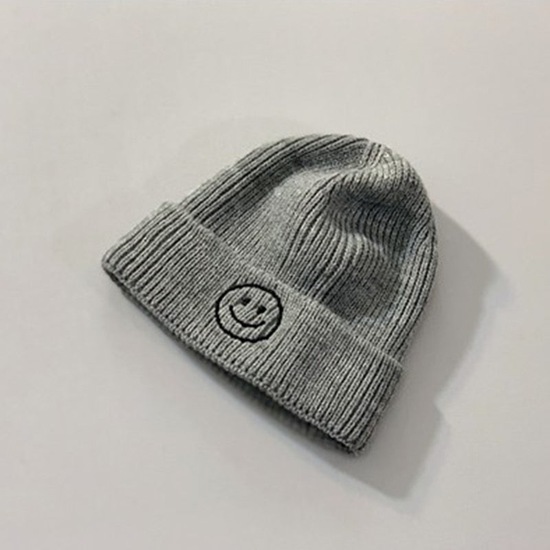 Embroidered Smiley Beanie