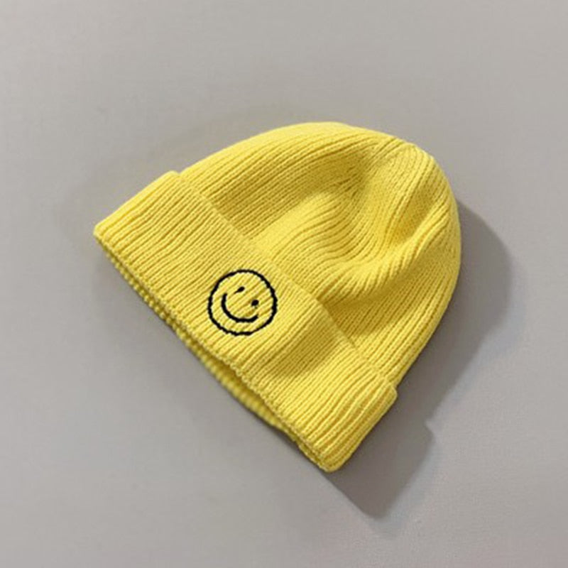 Embroidered Smiley Beanie