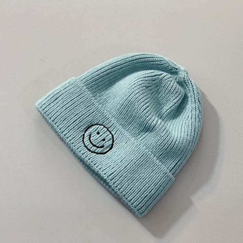 Embroidered Smiley Beanie