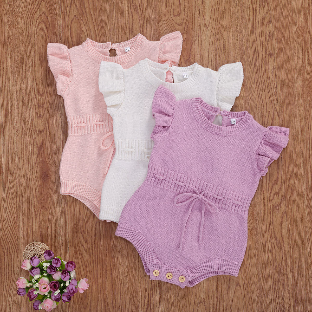 Knitted Fly Sleeve Romper