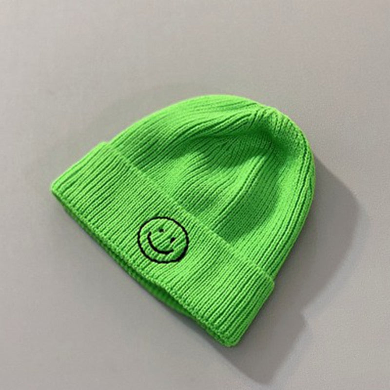 Embroidered Smiley Beanie