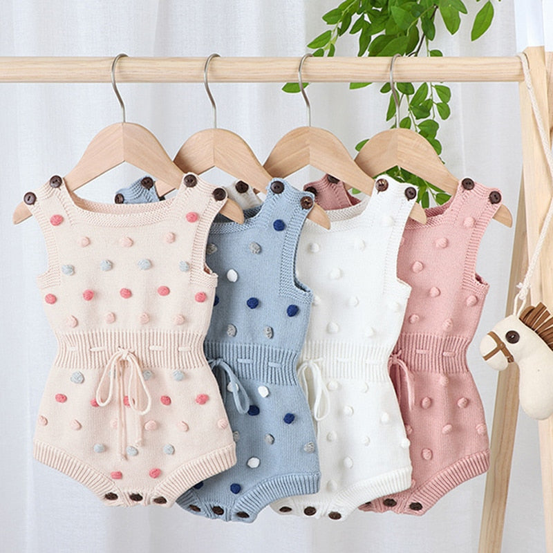 Knitted Pom Pom Romper