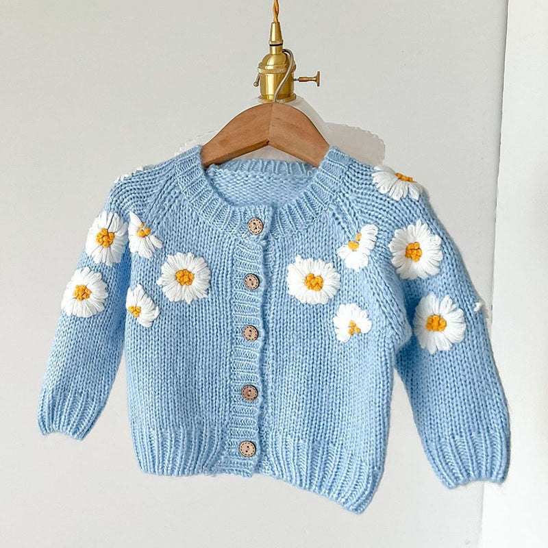 Knitted Daisy Embroidered Cardigan
