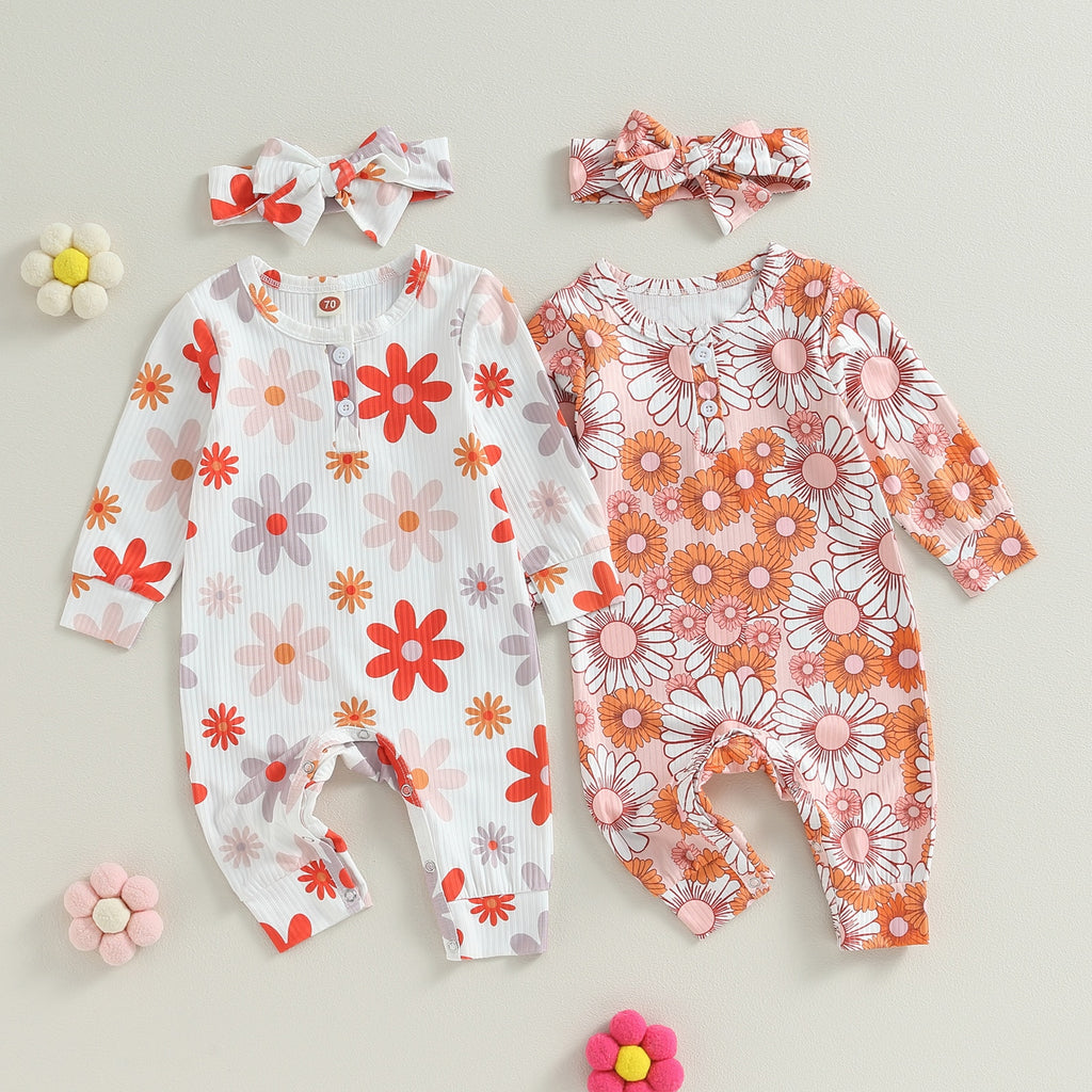 Ribbed Flower Power Romper & Headband