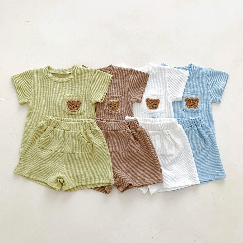 Ribbed Fuzzy Bear Shorts & Top Set