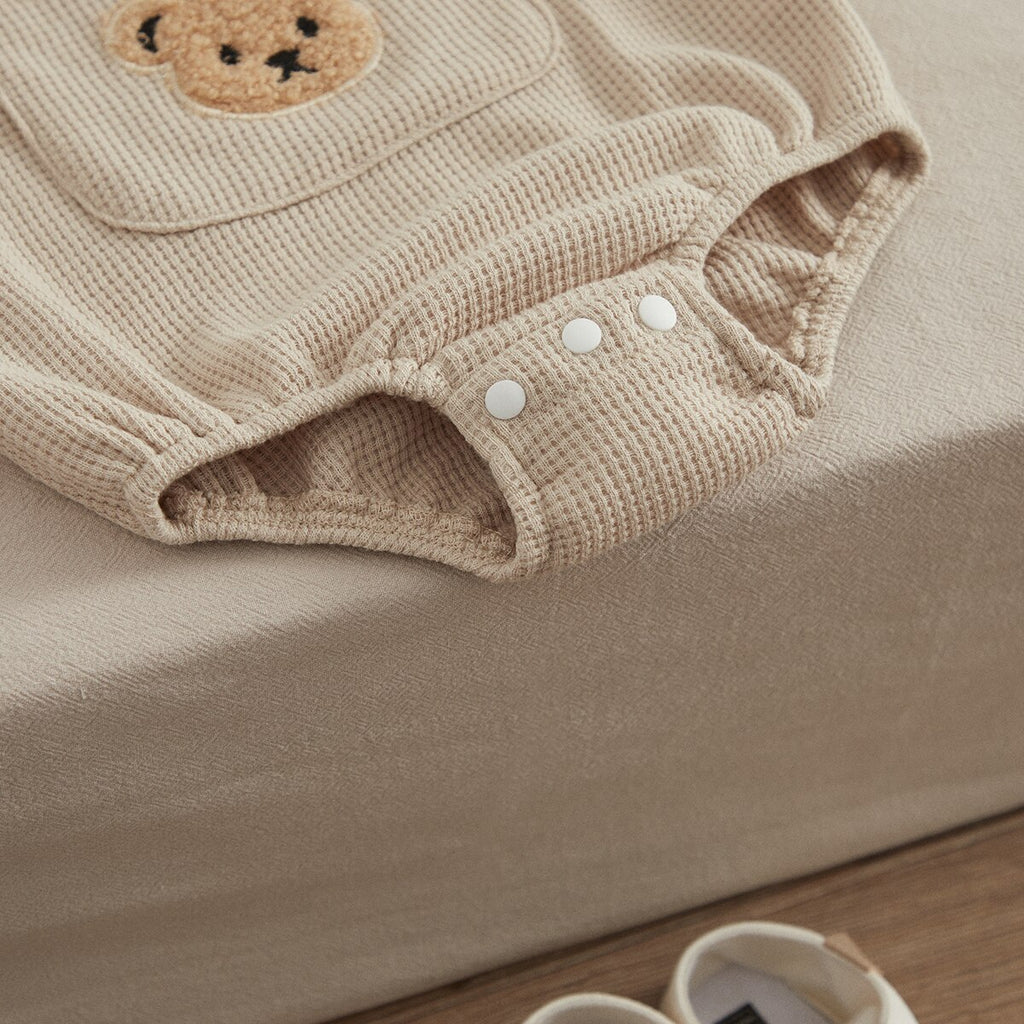 Fuzzy Bear Waffle Knit Romper