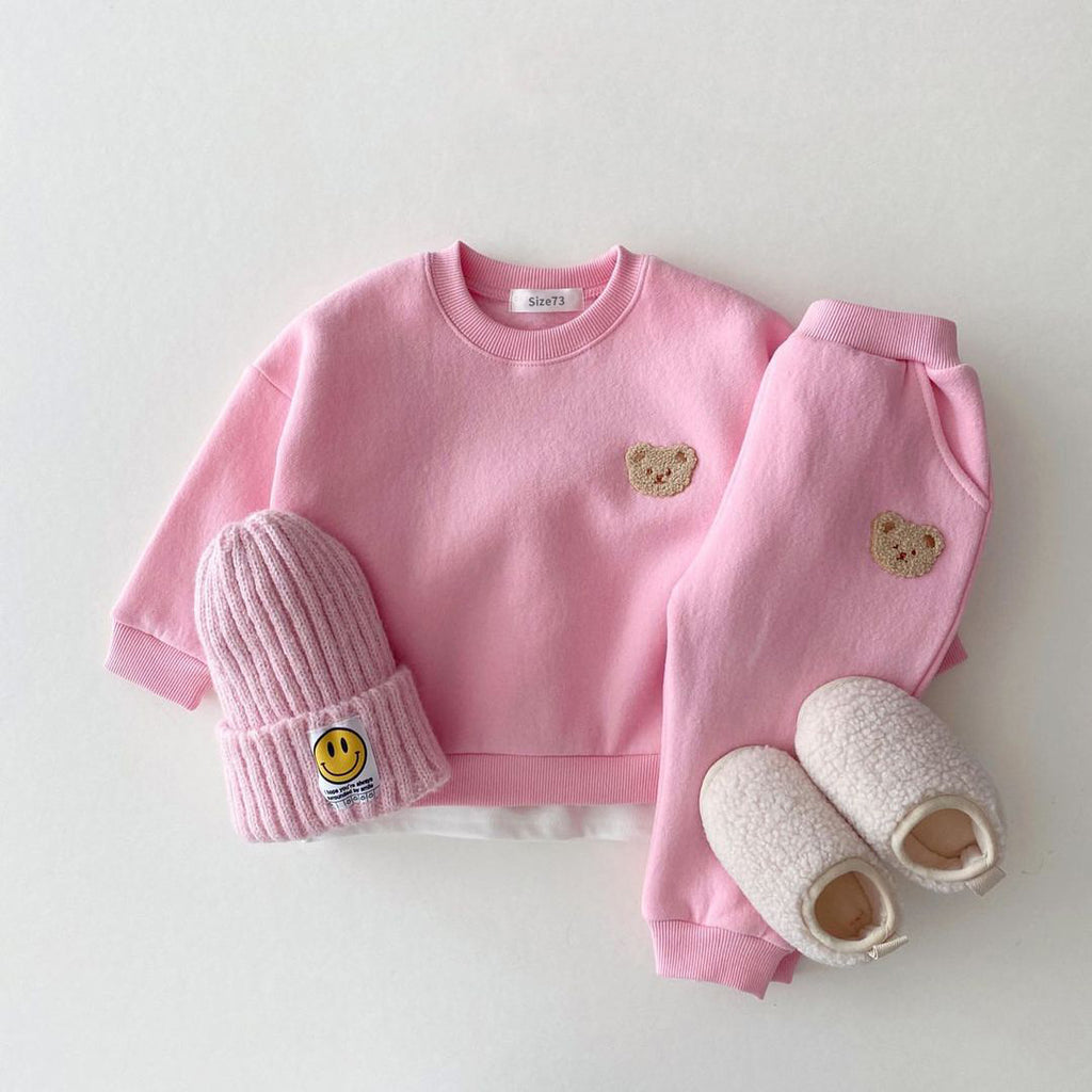 Fuzzy Bear Embroidery Tracksuit