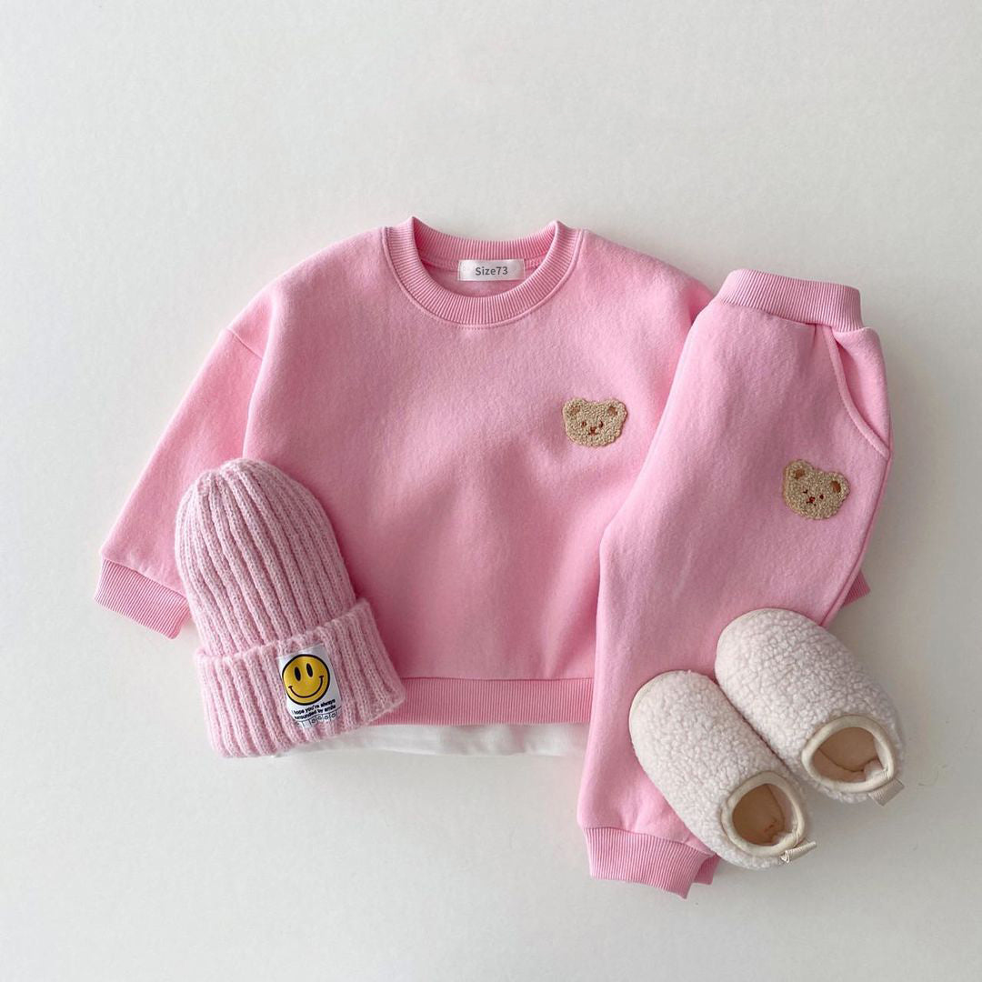 Fuzzy Bear Embroidery Tracksuit