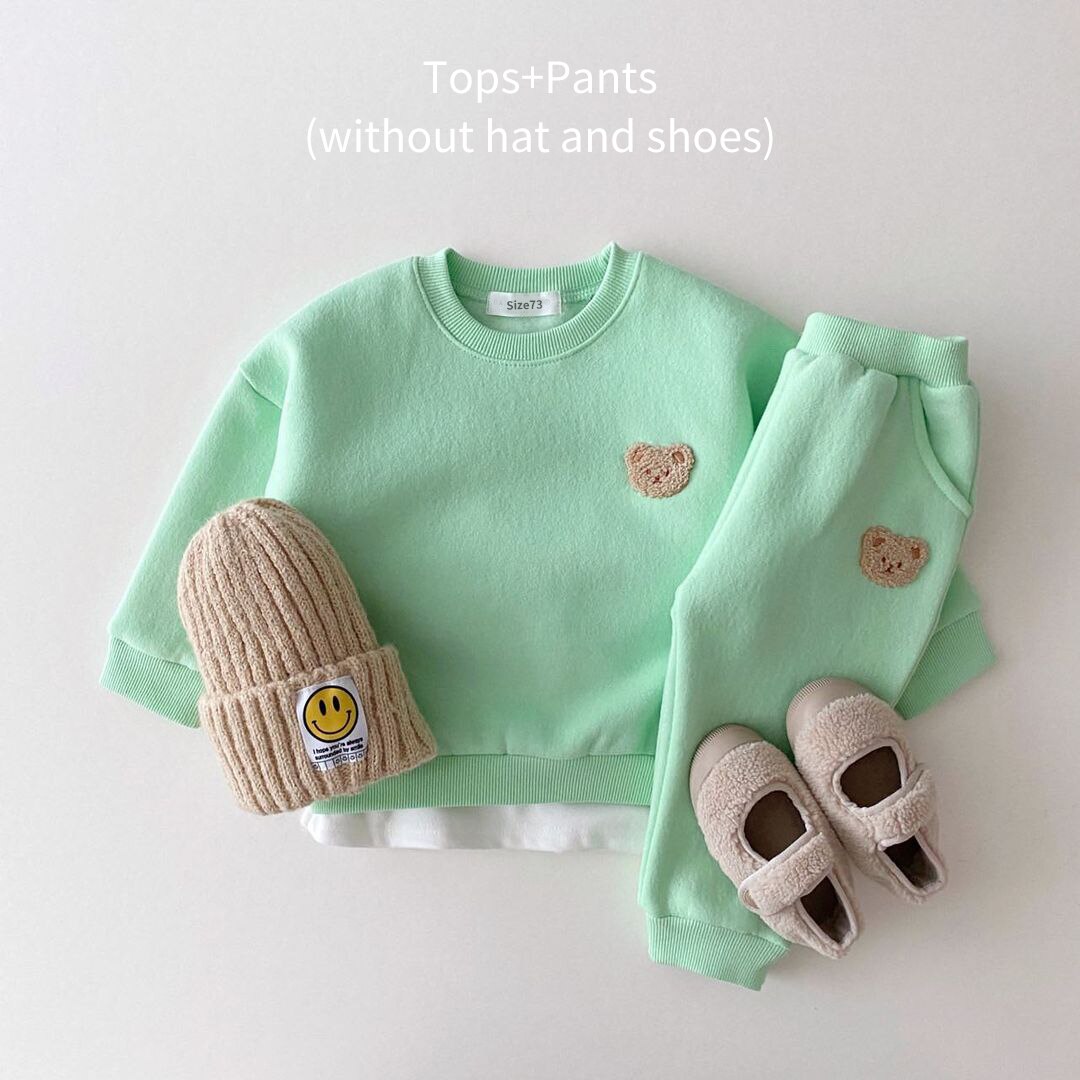 Fuzzy Bear Embroidery Tracksuit