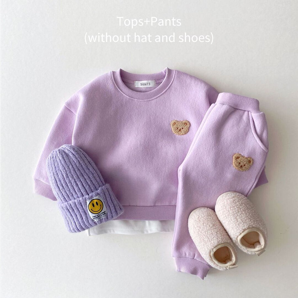 Fuzzy Bear Embroidery Tracksuit