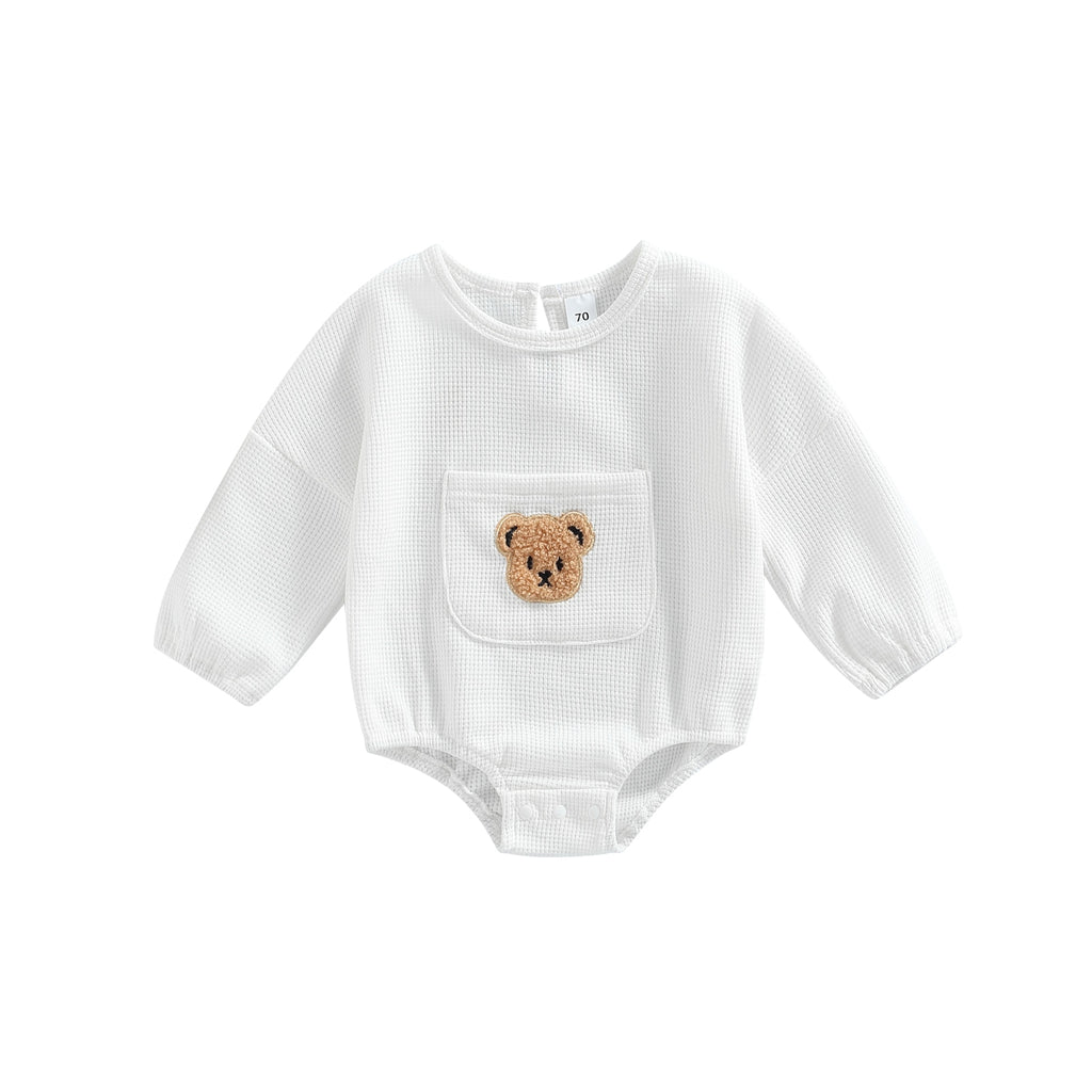 Fuzzy Bear Waffle Knit Romper