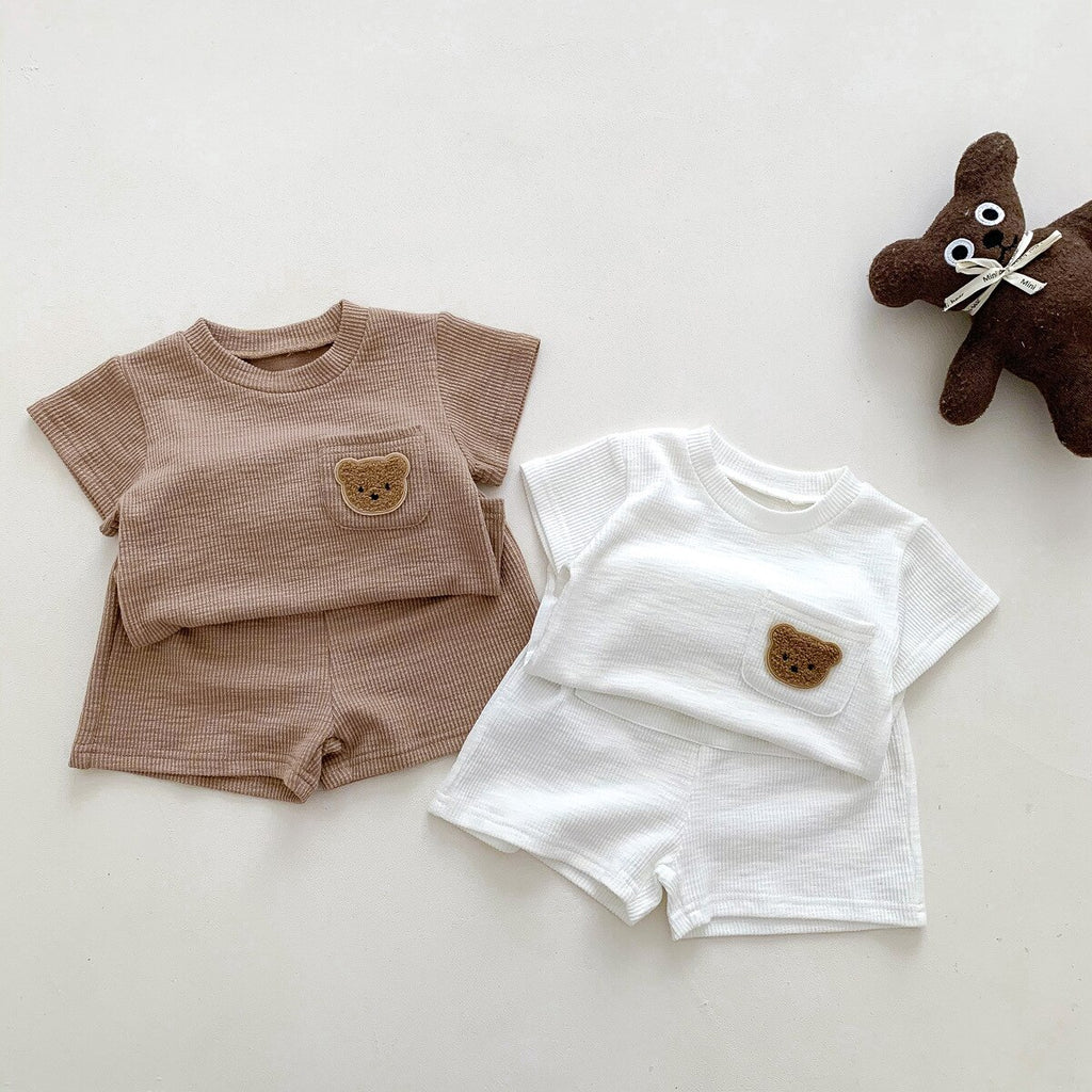 Ribbed Fuzzy Bear Shorts & Top Set