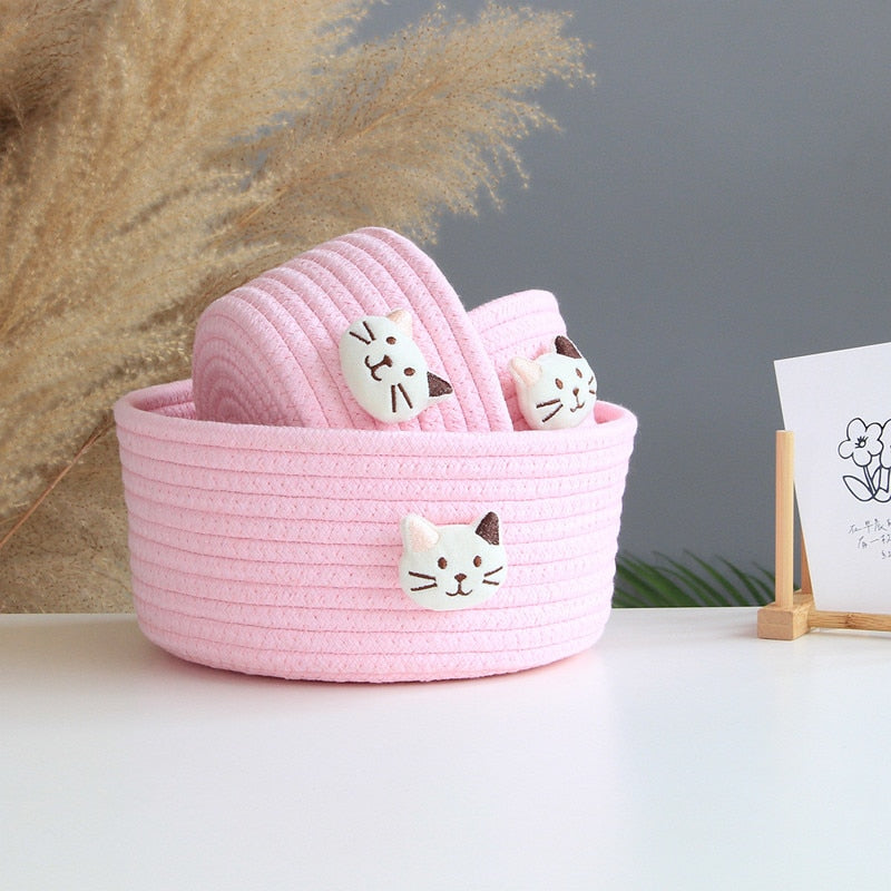 Animal Cotton Rope Woven Storage Baskets