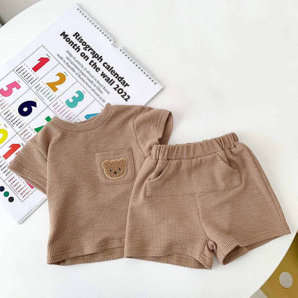 Ribbed Fuzzy Bear Shorts & Top Set