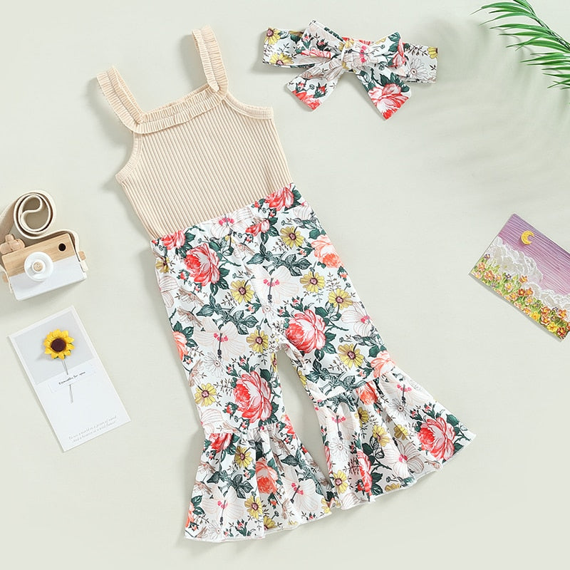 Ribbed Body, Floral Flares & Headband set