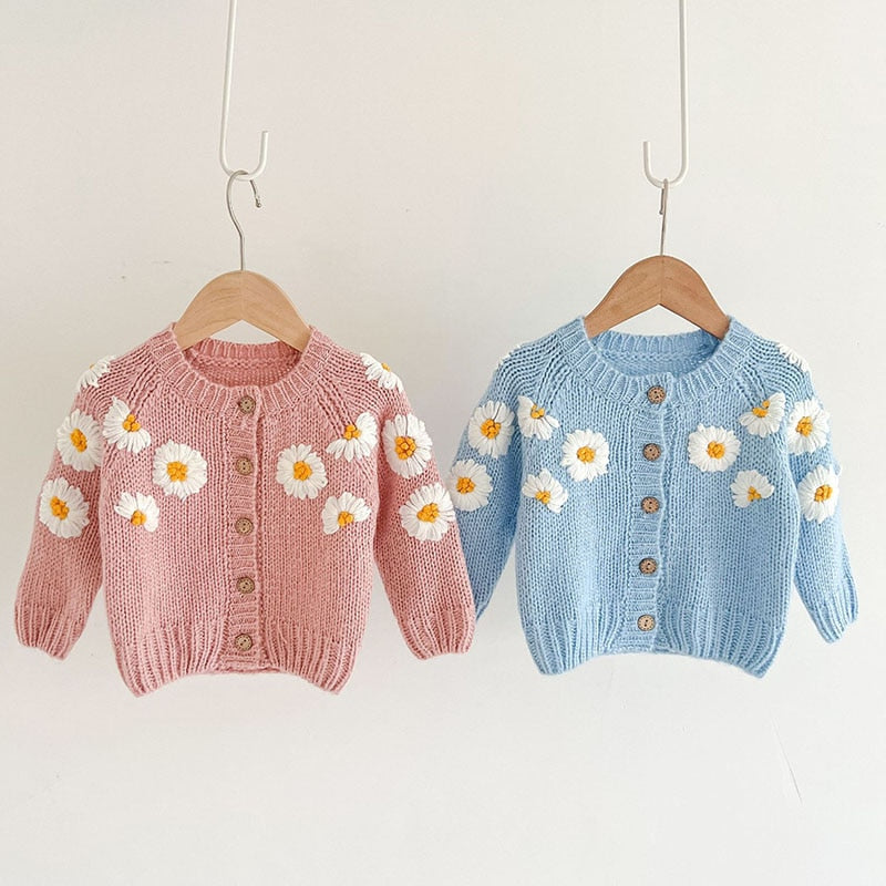 Knitted Daisy Embroidered Cardigan