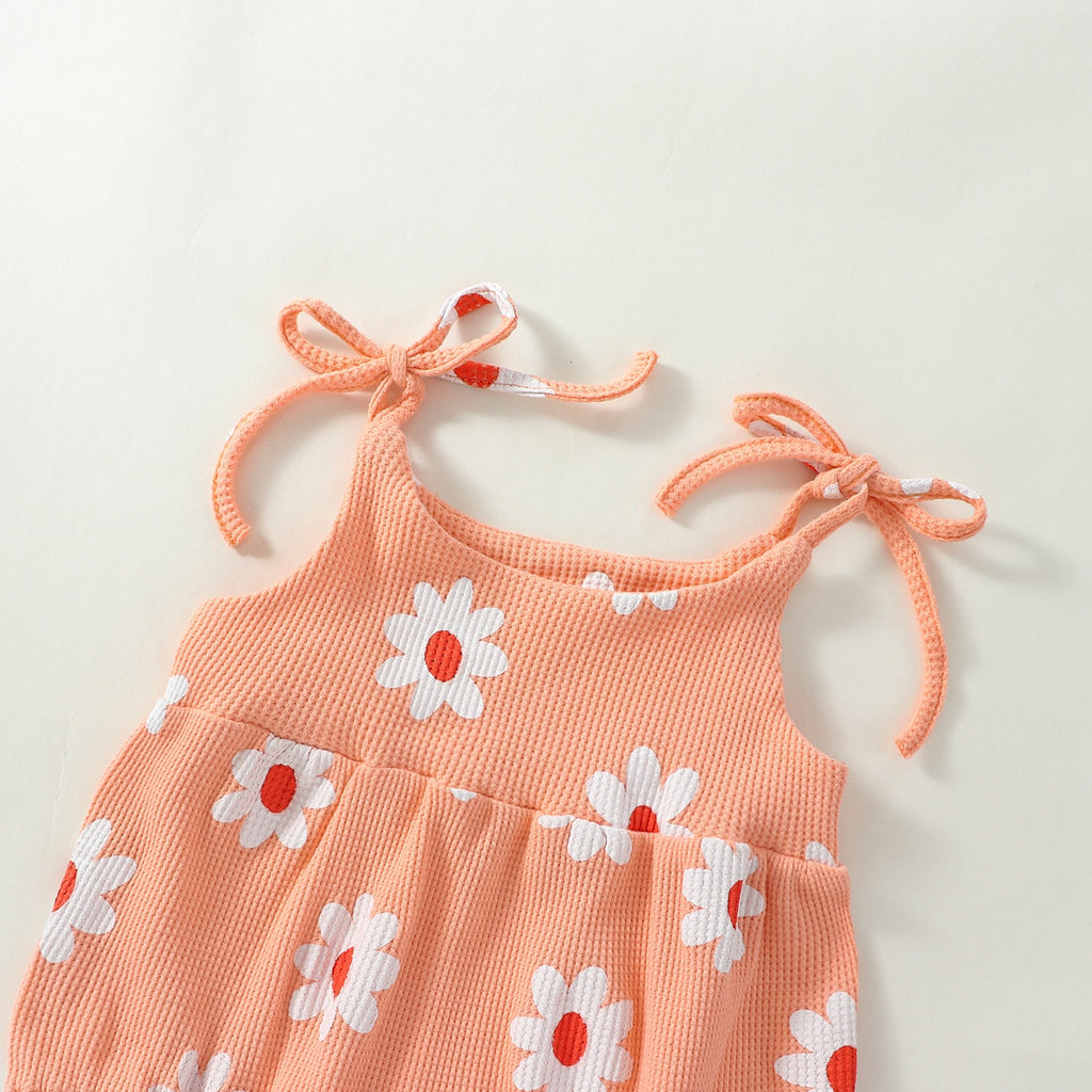 Shoulder-Tie Daisy Pop Romper & Headband