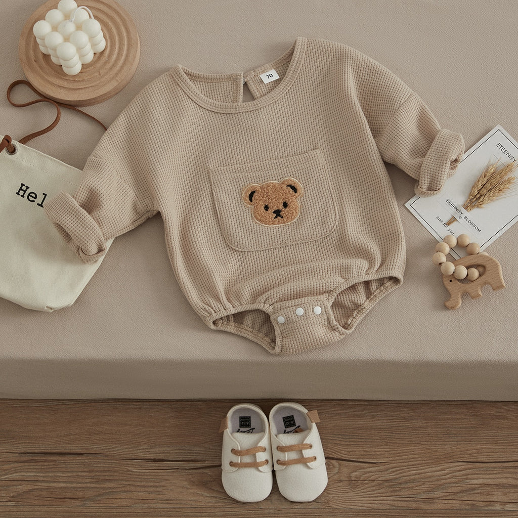 Fuzzy Bear Waffle Knit Romper