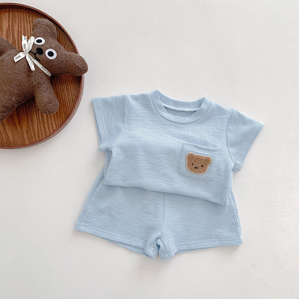 Ribbed Fuzzy Bear Shorts & Top Set