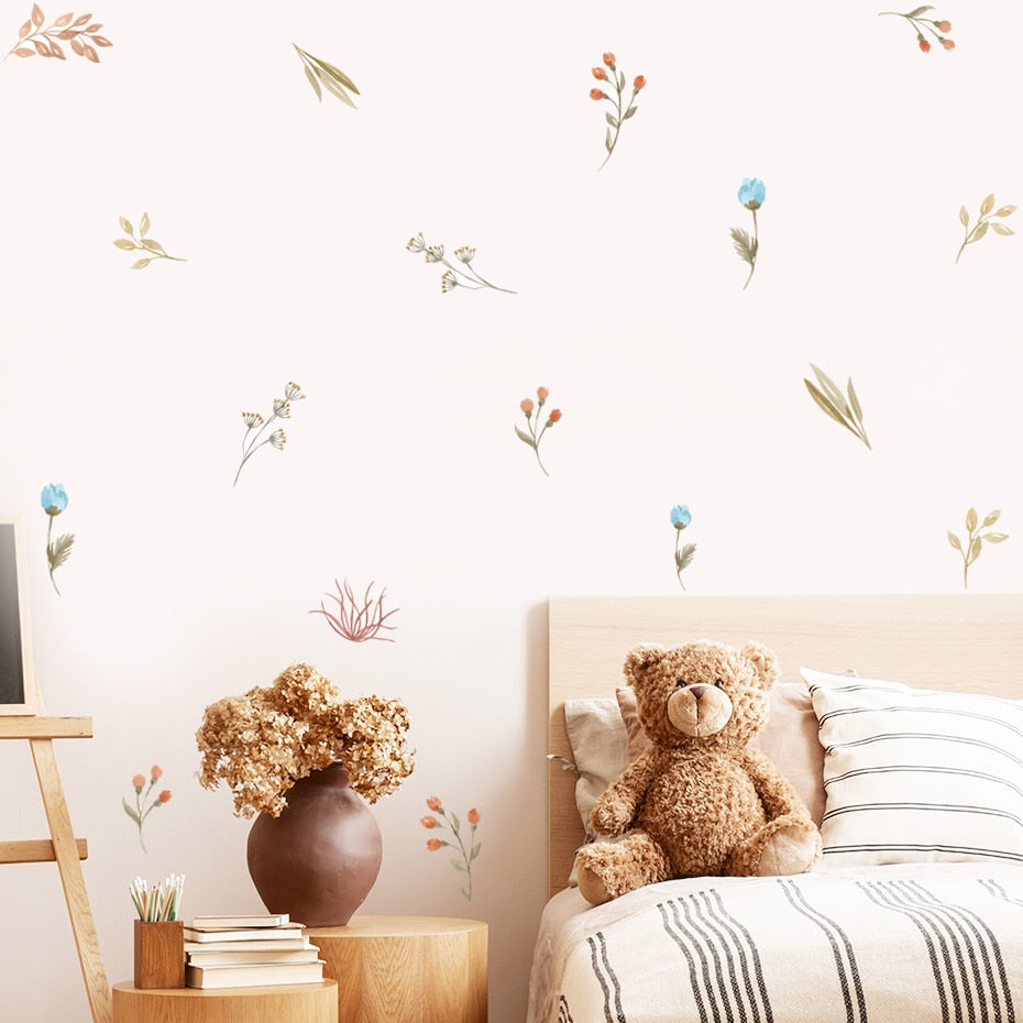 Boho Leaves & Field Flowers Wall Stickers