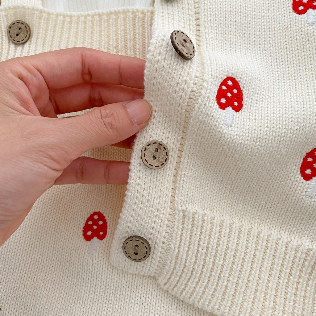 Embroidered Toadstool Romper / Cardigan