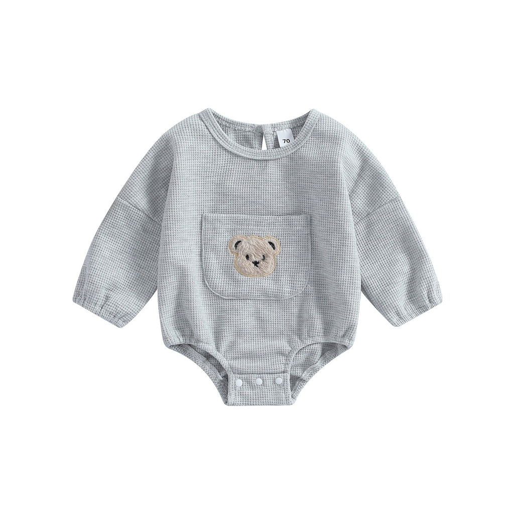 Fuzzy Bear Waffle Knit Romper