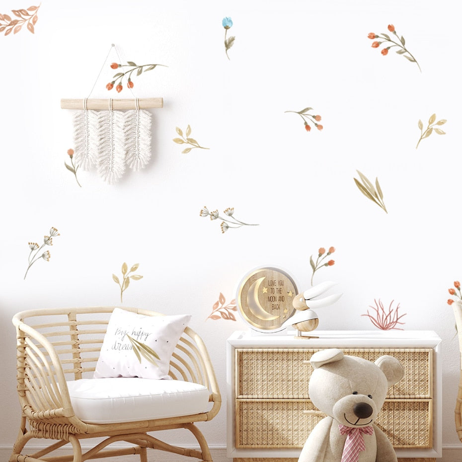 Boho Leaves & Field Flowers Wall Stickers
