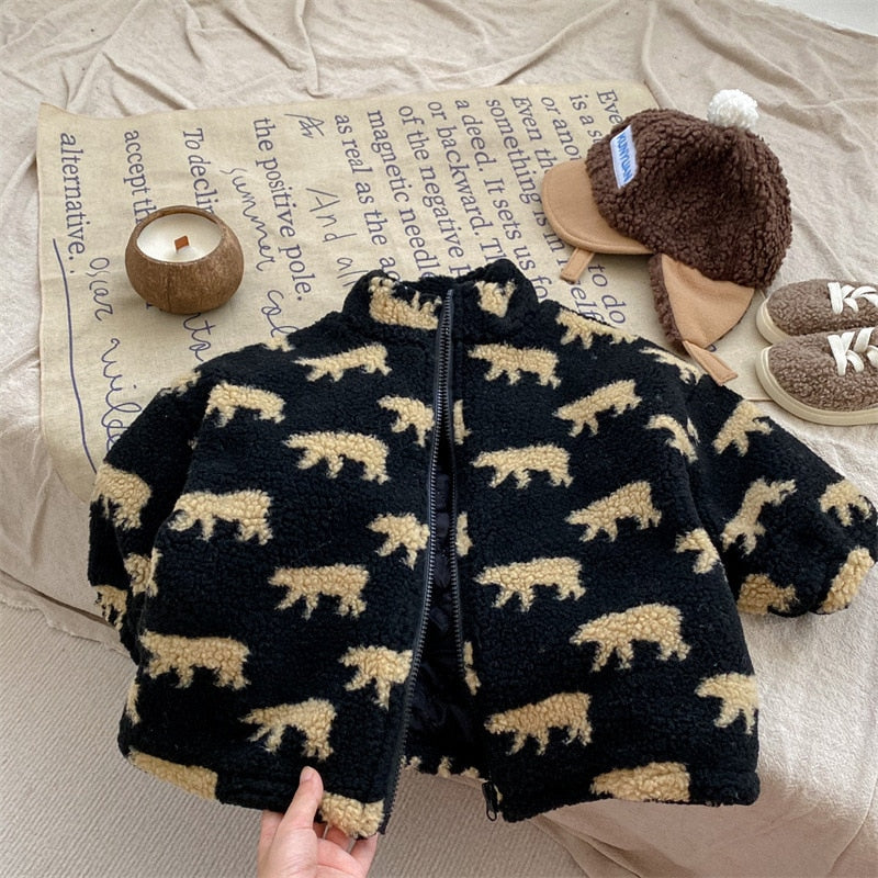 Bear Print Teddy Jacket